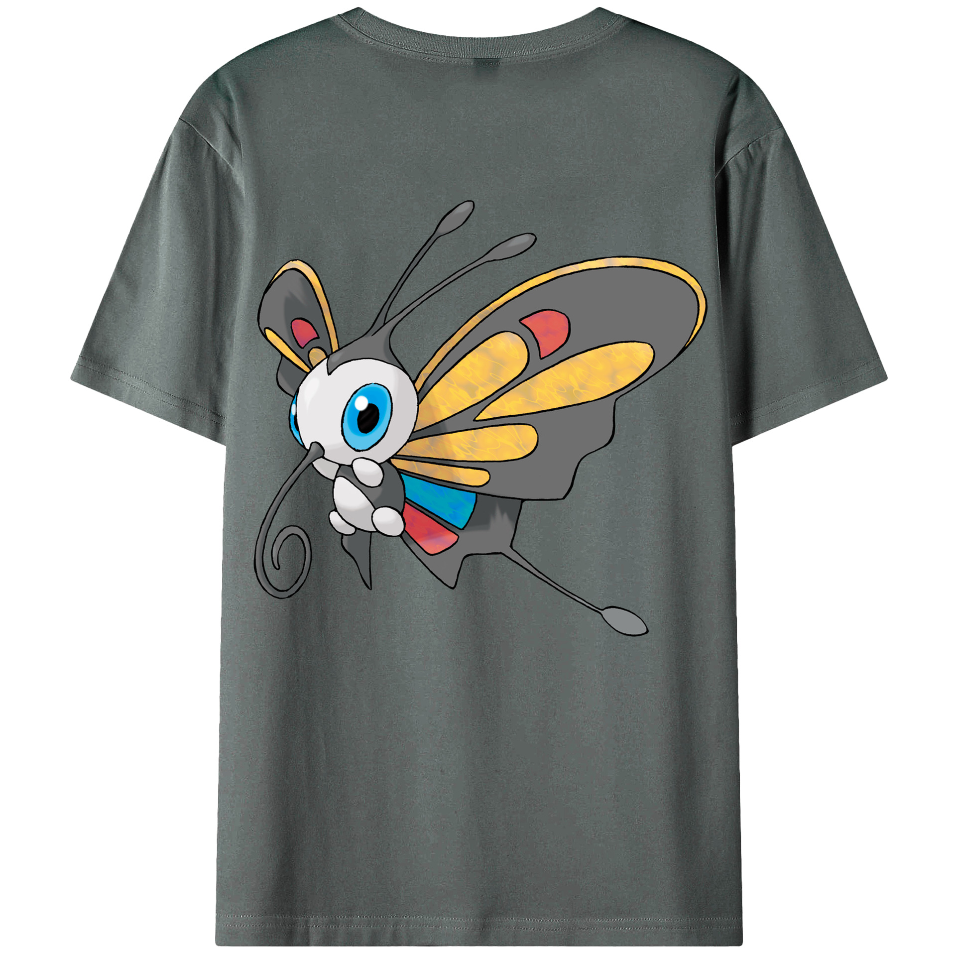 （画像用） ポケットモンスター Pokémon 綿100％ メンズ半袖Tシャツ（バックプリント） 通気性